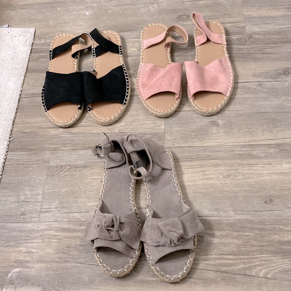 Brand new pink sling back velvet sandals black & grey both have been worn once.